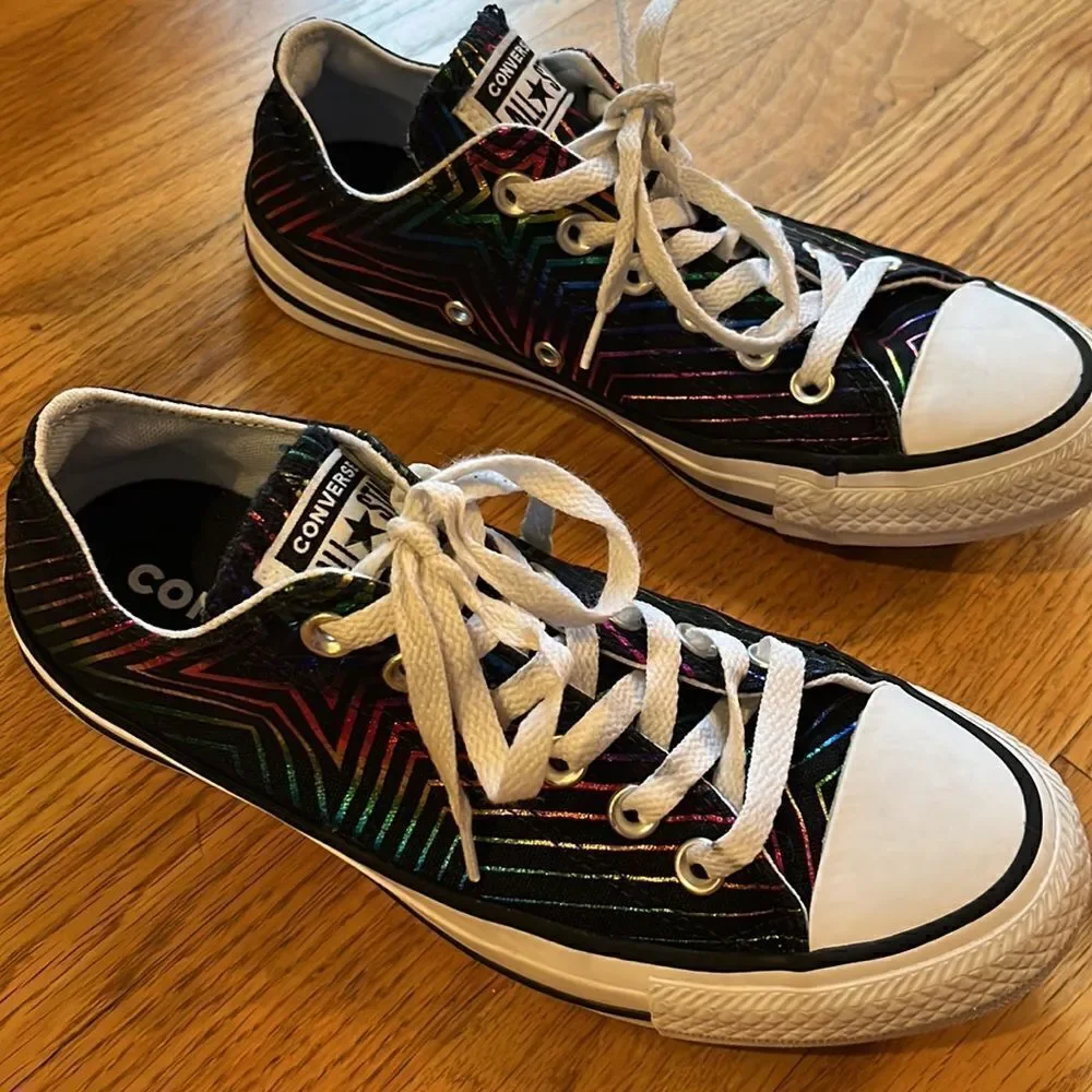 Converse Chuck Taylor All Star Ox "All Of the Stars" Women Shoes Black-White- 7M - Picture 13 of 16